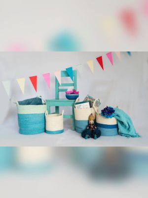 Cotton Rope Storage Baskets – Blue & White